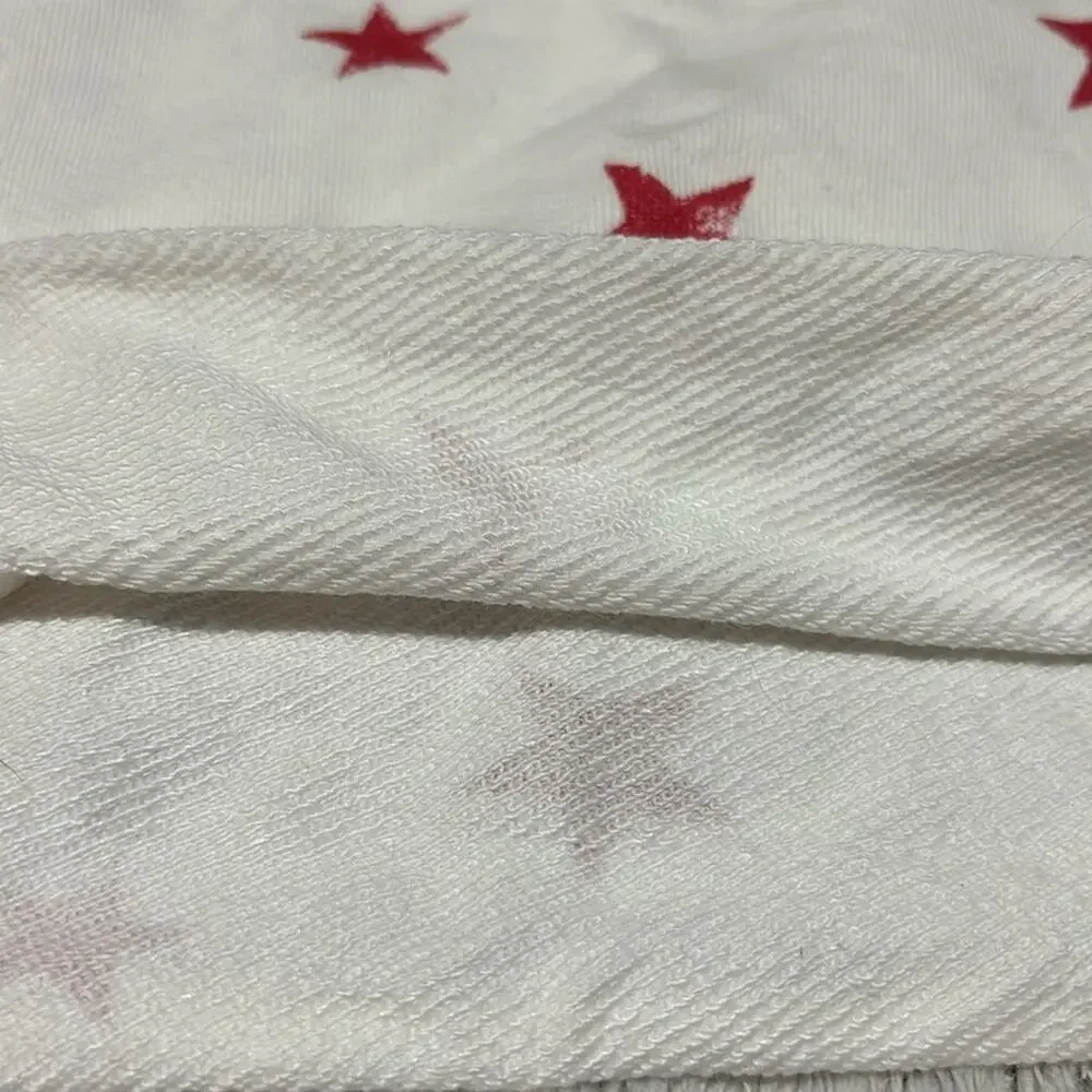Ralph Lauren 4 cream red stars cropped wide boat neck cotton French terry EUC